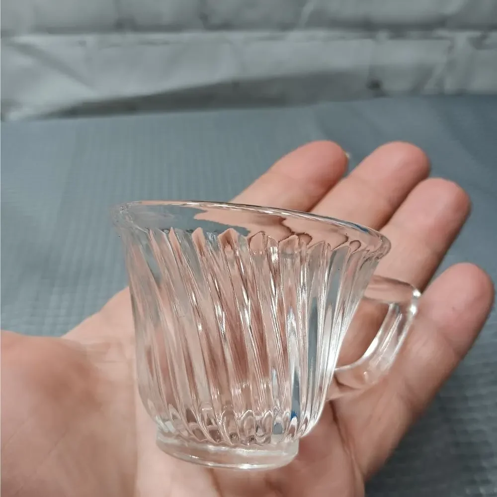 6 FEDERAL GLASS Clear Diana Pattern Swirl Demitasse Cup & Saucer Sets Depression